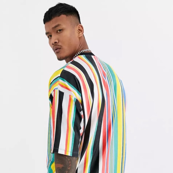 ASOS DESIGN Oversized Vertical striped  Tee - Picture 3 of 5